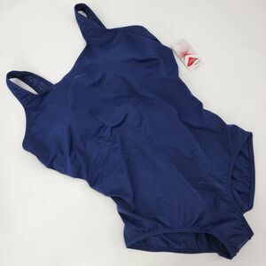 Lands End Womens Midnight Blue One-Piece Tugless Low Leg Swimsuit 20W/L NWT